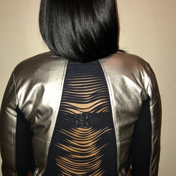 Gold and Black faux leather and sheer jacket! - Picture 3 of 4
